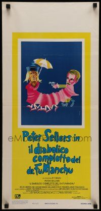 7m499 FIENDISH PLOT OF DR. FU MANCHU Italian locandina '80 wacky Bourduge artwork of Peter Sellers