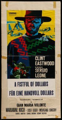 7m507 FISTFUL OF DOLLARS Italian locandina R69 completely different artwork of Eastwood by Papuzza