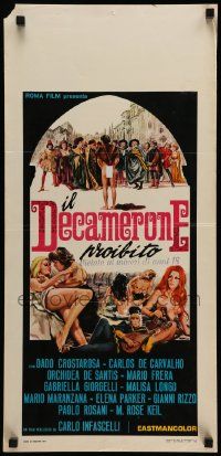 7m515 FORBIDDEN DECAMERON Italian locandina '72 different art of naked people by Morini!