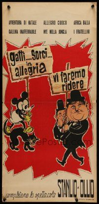 7m527 GATTI SORCI IN ALLEGRIA/VI FAREMO RIDERE Italian locandina '61 Laurel & Hardy plus cartoons!