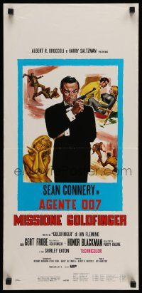 7m542 GOLDFINGER Italian locandina R80s art of Sean Connery as James Bond + golden Shirley Eaton