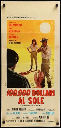 7m549 GREED IN THE SUN Italian locandina '65 Belmondo pointing rifle at man w/hands up by Nistri!