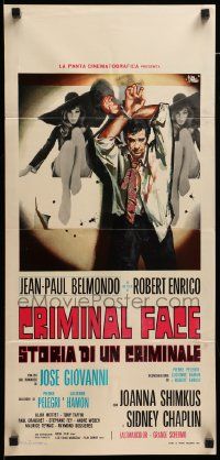 7m570 HO! Italian locandina '68 different Symeoni art of Jean-Paul Belmondo w/gun, Criminal Face!