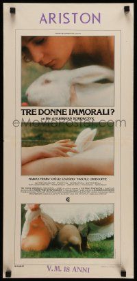 7m592 IMMORAL WOMEN Italian locandina '79 Les Heroines du mal, wacky images of woman & her rabbit!