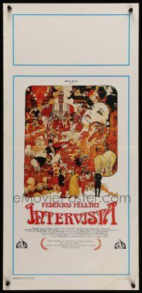 7m599 INTERVISTA Italian locandina '87 Federico Fellini, wonderful montage art by Milo Houston!