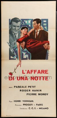 7m604 IT HAPPENED ALL NIGHT Italian locandina '60 Verneuil's L'Affaire d'une nuit, art by Donelli!