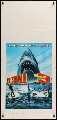 7m615 JAWS 3-D Italian locandina '83 great different shark artwork, the third dimension is terror!