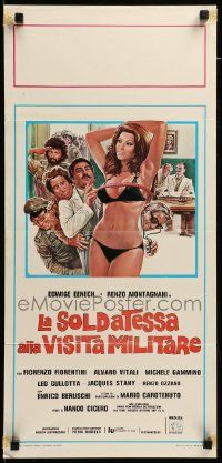 7m651 LADY DOCTOR ENLISTS Italian locandina '77 Casaro art of men ogling Edwige Fenech in bikini!