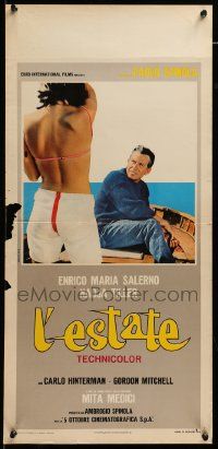 7m669 L'ESTATE Italian locandina '66 full-length close up of sexy Mita Medici, art by Bob De Seta!