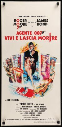 7m677 LIVE & LET DIE Italian locandina R70s completely different art of Roger Moore as James Bond!