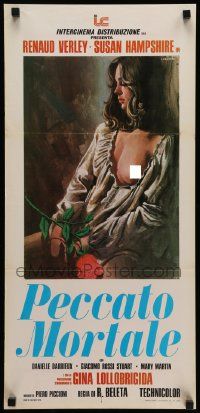 7m678 LONELY WOMAN Italian locandina '74 Gina Lollobrigida, art by Luciano 'Luca' Crovato!
