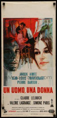 7m697 MAN & A WOMAN Italian locandina '66 Claude Lelouch's Un homme et une femme, Anouk Aimee!