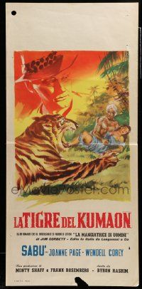 7m705 MAN-EATER OF KUMAON Italian locandina R60s Sabu, Wendell Corey, Joanne Page, art of tiger!