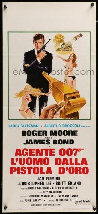 7m703 MAN WITH THE GOLDEN GUN Italian locandina '74 Roger Moore as James Bond by Robert McGinnis!