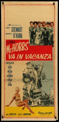 7m731 MR. HOBBS TAKES A VACATION Italian locandina '62 wacky artwork of tourist Jimmy Stewart!