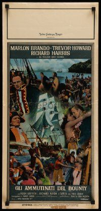 7m735 MUTINY ON THE BOUNTY Italian locandina '62 Marlon Brando, seafaring images of ship & cast