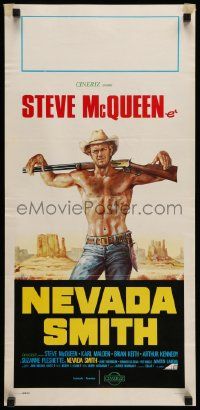 7m742 NEVADA SMITH Italian locandina R70s completely different art of Steve McQueen and shotgun!