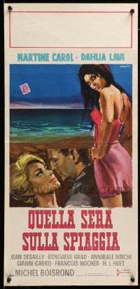 7m759 ONE NIGHT AT THE BEACH Italian locandina '61 completely different artwork by Manfredo Acerbo
