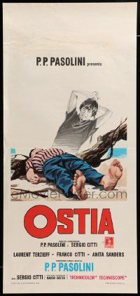 7m766 OSTIA Italian locandina '70 written by Pier Paolo Pasolini, brothers in love with same girl!