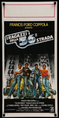 7m769 OUTSIDERS Italian locandina '83 different art of Howell, Dillon, Macchio, Swayze, top cast!