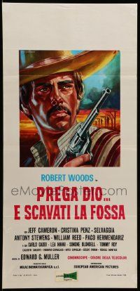 7m798 PRAY TO GOD & DIG YOUR GRAVE Italian locandina '68 cool spaghetti western art by Mario Piovano