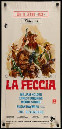 7m823 REVENGERS Italian locandina '72 art of cowboys William Holden, Borgnine & Woody Strode!