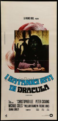 7m846 SATANIC RITES OF DRACULA Italian locandina '74 Ferrini art of vampire Christopher Lee & girl!