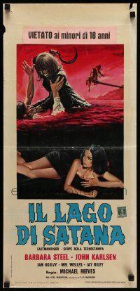 7m860 SHE BEAST Italian locandina '67 Barbara Steele, wild horror artwork of struggle!