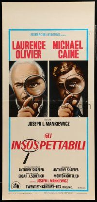 7m870 SLEUTH Italian locandina '73 Laurence Olivier & Michael Caine, cool magnifying glass image!