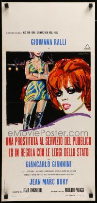 7m948 UNA PROSTITUTA Italian locandina '70 cool art of women of the night by Manfredo Acerbo!