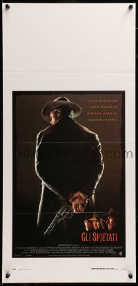 7m950 UNFORGIVEN Italian locandina '92 classic image of gunslinger Clint Eastwood w/back turned!