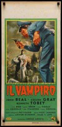 7m956 VAMPIRE Italian locandina '59 John Beal, completely different art of monster & victim!