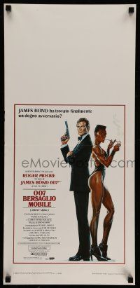 7m962 VIEW TO A KILL Italian locandina '85 art of Moore as James Bond & Jones by Goozee!