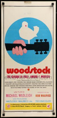 7m989 WOODSTOCK Italian locandina '70 classic rock & roll concert, great Arnold Skolnick artwork!