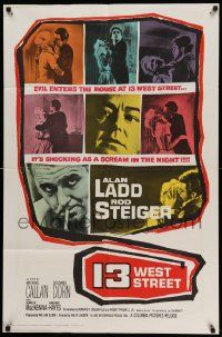 7p003 13 WEST STREET 1sh '62 Alan Ladd, Rod Steiger, as shocking as a scream in the night!