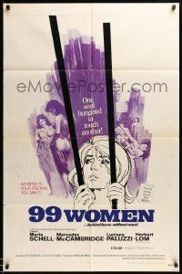 7p019 99 WOMEN 1sh '69 Jess Franco's 99 Mujeres, they're behind bars without men, sexy art!