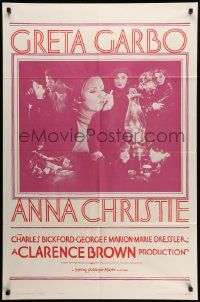 7p047 ANNA CHRISTIE 1sh R62 Greta Garbo, Charles Bickford, Clarence Brown directed!
