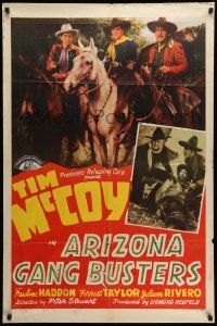 7p057 ARIZONA GANG BUSTERS 1sh '40 cowboys Tim McCoy, Forrest Taylor, Lou Fulton on horseback!