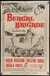 7p085 BENGAL BRIGADE military 1sh R60s Rock Hudson & Arlene Dahl romancing and fighting in India!