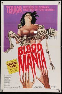7p106 BLOOD MANIA 1sh '70 really wild horror art, it rips the screams out of your throat!