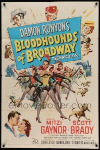 7p110 BLOODHOUNDS OF BROADWAY 1sh '52 Mitzi Gaynor & sexy showgirls, from Damon Runyon story!