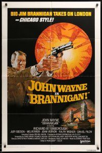 7p125 BRANNIGAN int'l 1sh '75 great different art of fighting John Wayne in England!