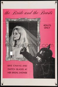7p130 BRIDE & THE BEASTS 1sh '69 sexy biker action, chains & switchblades at her bridal shower!