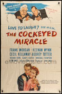 7p181 COCKEYED MIRACLE 1sh '46 wacky art of Frank Morgan & Keenan Wynn as puppeteers!
