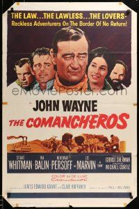7p184 COMANCHEROS 1sh '61 cowboy John Wayne, Stuart Whitman, directed by Michael Curtiz!