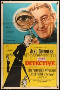 7p244 DETECTIVE 1sh '54 great close-up image & artwork of Alec Guinness!