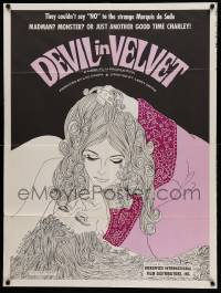 7p245 DEVIL IN VELVET 1sh '68 Edmund Nightwood, Bernard Gilmore, cool, detailed artwork!