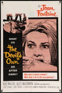 7p248 DEVIL'S OWN 1sh '66 Hammer, Joan Fontaine, what does it do to the unsuspecting?