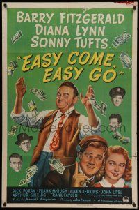 7p276 EASY COME, EASY GO style A 1sh '46 artwork of horse racing better Barry Fitzgerald!