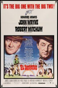 7p283 EL DORADO 1sh '66 John Wayne, Robert Mitchum, Howard Hawks, big one with the big two!